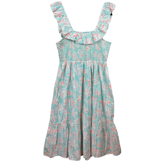 Vineyard Vines Maxi Dress Small Smocked Ruffle‎ Coral Cottagecore Romantic - Picture 5 of 16